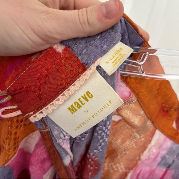 Maeve by Anthropologie Jessamine Mock Neck Maxi Dress Size XL pink orange - Picture 3 of 7